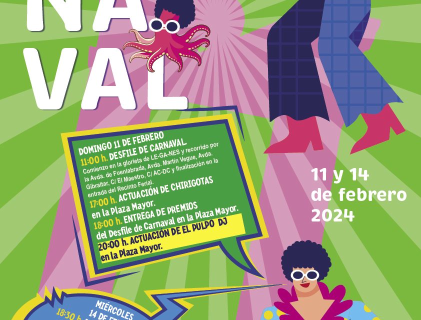 El domingo se celebra en Leganés el gran desfile de Carnaval y la actuación de Chirigotas y DJ El Pulpo