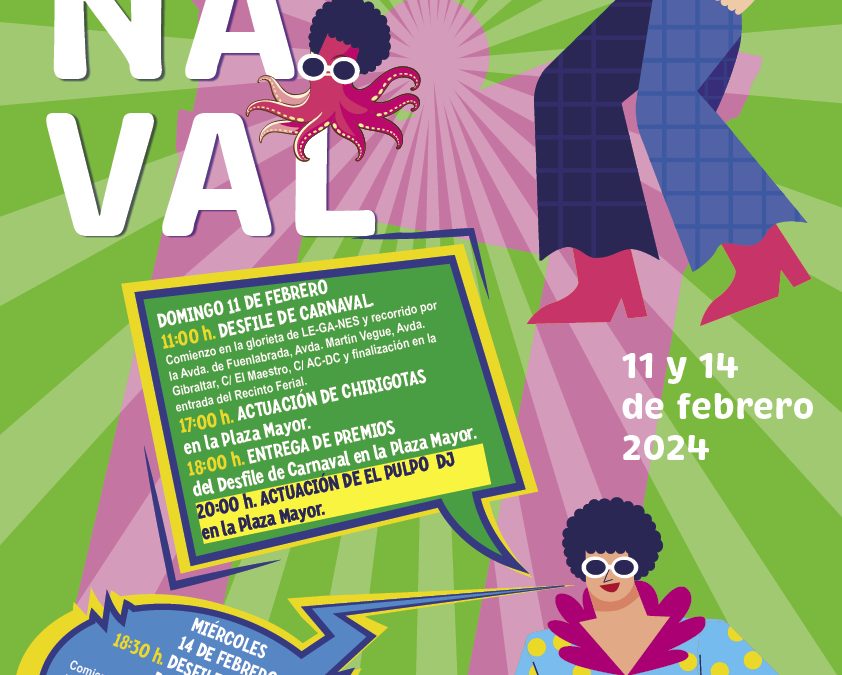 El domingo se celebra en Leganés el gran desfile de Carnaval y la actuación de Chirigotas y DJ El Pulpo